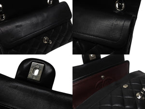 極美品 CHANEL シャネル マトラッセ23 Wフラップ Wチェーンショルダーバッグ 16番台 ココマーク ラムスキン ブラック シルバー金具 中古 4b004831
