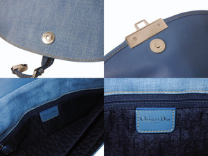極美品 希少 Christian Dior クリスチャンディオール ワンショルダーバッグ アドミットイット デニム ブルー シルバー金具 中古 4b004832