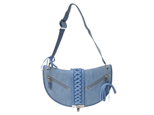 極美品 希少 Christian Dior クリスチャンディオール ワンショルダーバッグ アドミットイット デニム ブルー シルバー金具 中古 4b004832