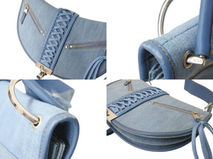 極美品 希少 Christian Dior クリスチャンディオール ワンショルダーバッグ アドミットイット デニム ブルー シルバー金具 中古 4b004832