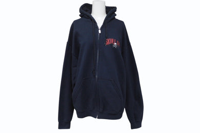 SKULL GANG スカルギャング プリント ジップアップパーカー クロスボーン HIPHOP ブラック レッド サイズM 美品 中古 4b004837