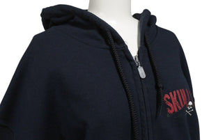 SKULL GANG スカルギャング プリント ジップアップパーカー クロスボーン HIPHOP ブラック レッド サイズM 美品 中古 4b004837