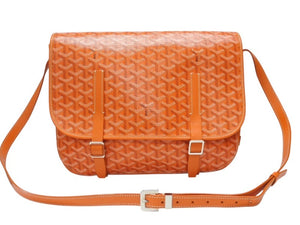 GOYARD ゴヤール ベルヴェデーレ GM メッセンジャーバッグ ショルダーバッグ フランス製 PVC レザー オレンジ シルバー 美品 中古 4b004839