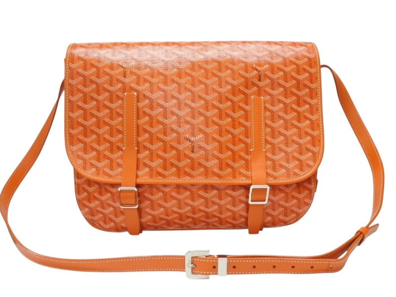 GOYARD ゴヤール ベルヴェデーレ GM メッセンジャーバッグ ショルダーバッグ フランス製 PVC レザー オレンジ シルバー 美品 中古 4b004839