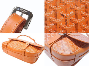GOYARD ゴヤール ベルヴェデーレ GM メッセンジャーバッグ ショルダーバッグ フランス製 PVC レザー オレンジ シルバー 美品 中古 4b004839