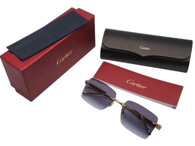 極美品 CARTIER カルティエ クラッシュ ドゥ サングラス リムレス ESW00748 グラデーショングレー ゴールド金具 中古 4b004840