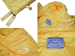 PRADA プラダ 21AW キルティング ナイロンダウンジャケット 291952 サイズ42 ロゴプリント イエロー 美品 中古 4b004841