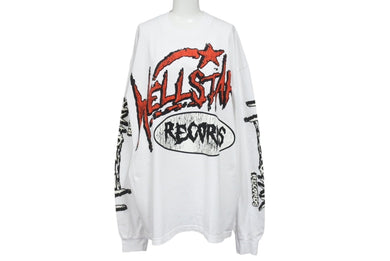 新品未使用 HELLSTAR ヘルスター RECORDS レコーズ 長袖Tシャツ サイズXL マルチプリント ホワイト ブラック レッド 中古 4b004843