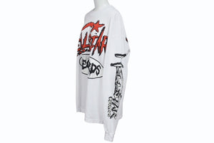 新品未使用 HELLSTAR ヘルスター RECORDS レコーズ 長袖Tシャツ サイズXL マルチプリント ホワイト ブラック レッド 中古 4b004844