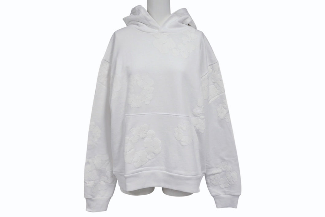 新品未使用 DENIM TEARS デニムティアーズ MONO ALL OVER WREATH パーカー 95B700A0 サイズS 24SS ホワイト 総柄 中古 4b004846