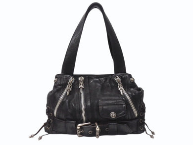 CHROME HEARTS クロムハーツ JJ DEAN MINI JJディーン ミニ ハンドバッグ レザーライダース シルバ−925 ブラック 美品 中古 4b004854