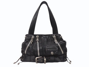 CHROME HEARTS クロムハーツ JJ DEAN MINI JJディーン ミニ ハンドバッグ レザーライダース シルバ−925 ブラック 美品 中古 4b004854