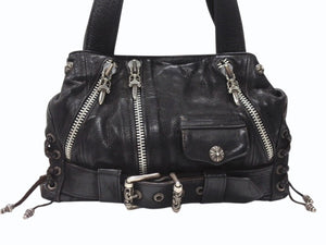 CHROME HEARTS クロムハーツ JJ DEAN MINI JJディーン ミニ ハンドバッグ レザーライダース シルバ−925 ブラック 美品 中古 4b004854