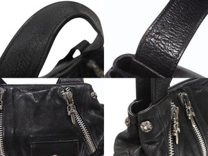 CHROME HEARTS クロムハーツ JJ DEAN MINI JJディーン ミニ ハンドバッグ レザーライダース シルバ−925 ブラック 美品 中古 4b004854