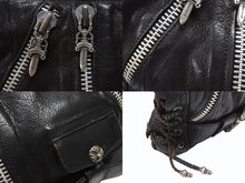 Load image into Gallery viewer, CHROME HEARTS クロムハーツ JJ DEAN MINI JJディーン ミニ ハンドバッグ レザーライダース シルバ−925 ブラック 美品 中古 4b004854