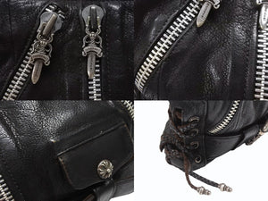 CHROME HEARTS クロムハーツ JJ DEAN MINI JJディーン ミニ ハンドバッグ レザーライダース シルバ−925 ブラック 美品 中古 4b004854
