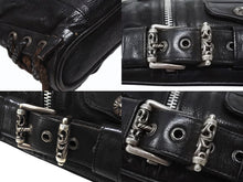 Load image into Gallery viewer, CHROME HEARTS クロムハーツ JJ DEAN MINI JJディーン ミニ ハンドバッグ レザーライダース シルバ−925 ブラック 美品 中古 4b004854