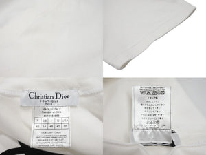 CHRISTIAN DIOR クリスチャンディオール Vネック半袖Ｔシャツ ガリアーノ期 4H16155950 ホワイト ブラック サイズ42 美品 中古 4b004856 