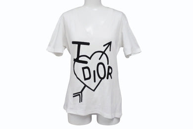 CHRISTIAN DIOR クリスチャンディオール Vネック半袖Ｔシャツ ガリアーノ期 4H16155950 ホワイト ブラック サイズ42 美品 中古 4b004856 