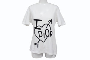 CHRISTIAN DIOR クリスチャンディオール Vネック半袖Ｔシャツ ガリアーノ期 4H16155950 ホワイト ブラック サイズ42 美品 中古 4b004856 