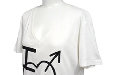 画像をギャラリービューアに読み込む, CHRISTIAN DIOR クリスチャンディオール Vネック半袖Ｔシャツ ガリアーノ期 4H16155950 ホワイト ブラック サイズ42 美品 中古 4b004856 