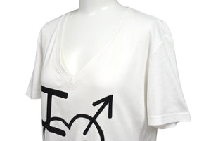 CHRISTIAN DIOR クリスチャンディオール Vネック半袖Ｔシャツ ガリアーノ期 4H16155950 ホワイト ブラック サイズ42 美品 中古 4b004856 