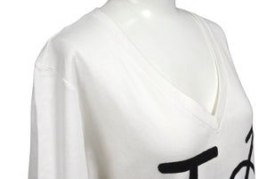 CHRISTIAN DIOR クリスチャンディオール Vネック半袖Ｔシャツ ガリアーノ期 4H16155950 ホワイト ブラック サイズ42 美品 中古 4b004856 