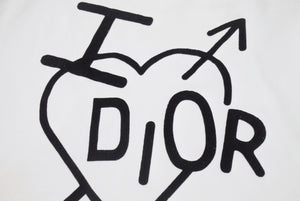 CHRISTIAN DIOR クリスチャンディオール Vネック半袖Ｔシャツ ガリアーノ期 4H16155950 ホワイト ブラック サイズ42 美品 中古 4b004856 