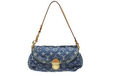 極美品 LOUIS VUITTON ルイヴィトン ミニプリーティ ワンショルダーバッグ M95050 モノグラム デニム インディゴブルー 中古 4b004859