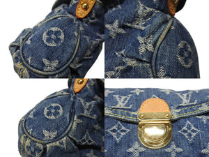 極美品 LOUIS VUITTON ルイヴィトン ミニプリーティ ワンショルダーバッグ M95050 モノグラム デニム インディゴブルー 中古 4b004859