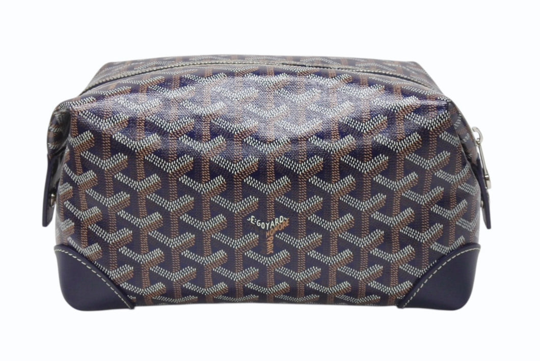 新品同様 GOYARD ゴヤール BOWLIN25 ボウリング25トイレタリーバッグ ポーチ クラッチバッグ セカンドバッグ ネイビー 中古 4b004862
