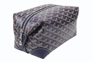 新品同様 GOYARD ゴヤール BOWLIN25 ボウリング25トイレタリーバッグ ポーチ クラッチバッグ セカンドバッグ ネイビー 中古 4b004862