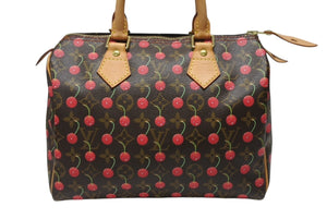 極美品 LOUIS VUITTON ルイヴィトン スピーディ25 ハンドバッグ M95009 モノグラム チェリー ブラウン 村上隆 中古 4b004863