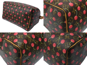 極美品 LOUIS VUITTON ルイヴィトン スピーディ25 ハンドバッグ M95009 モノグラム チェリー ブラウン 村上隆 中古 4b004863
