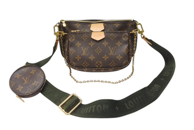 極美品 LOUIS VUITTON ルイヴィトン モノグラム ミュルティポシェット アクセソワール カーキ ショルダーバッグ M44813 中古 4b004864