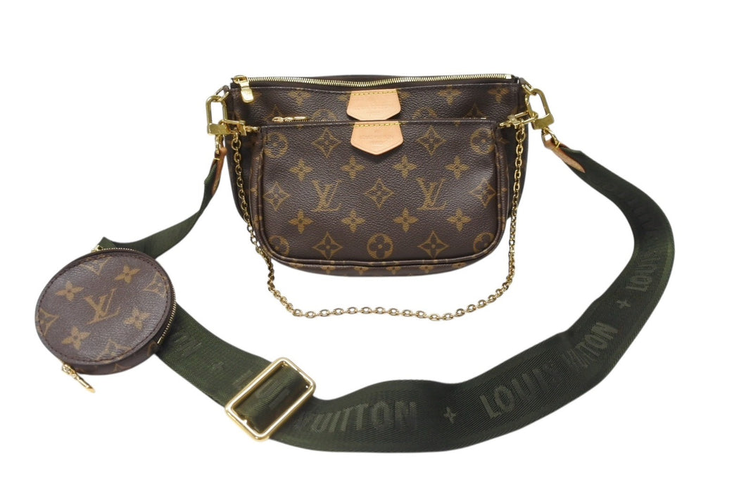 極美品 LOUIS VUITTON ルイヴィトン モノグラム ミュルティポシェット アクセソワール カーキ ショルダーバッグ M44813 中古 4b004864
