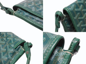 GOYARD ゴヤール プリュメ ポーチウォレット ショルダーバッグ PLUMETPMLTY09CL09P レザー グリーン シルバー金具 美品 中古 4b004865