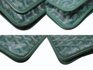 GOYARD ゴヤール プリュメ ポーチウォレット ショルダーバッグ PLUMETPMLTY09CL09P レザー グリーン シルバー金具 美品 中古 4b004865