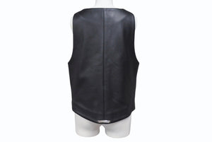 極美品 CHROME HEARTS クロムハーツ CLASSC 2B LTHR クラシック 2Bレザーベスト サイズS クロスボールボタン スクロールラベル 中古 4b004870