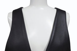 極美品 CHROME HEARTS クロムハーツ CLASSC 2B LTHR クラシック 2BレザーベストサイズS クロスボールボタン スクロールラベル 中古 4b004870 