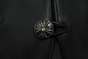 極美品 CHROME HEARTS クロムハーツ CLASSC 2B LTHR クラシック 2Bレザーベスト サイズS クロスボールボタン スクロールラベル 中古 4b004870