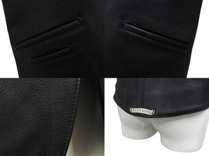 極美品 CHROME HEARTS クロムハーツ CLASSC 2B LTHR クラシック 2Bレザーベスト サイズS クロスボールボタン スクロールラベル 中古 4b004870