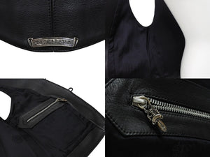極美品 CHROME HEARTS クロムハーツ CLASSC 2B LTHR クラシック 2Bレザーベスト サイズS クロスボールボタン スクロールラベル 中古 4b004870