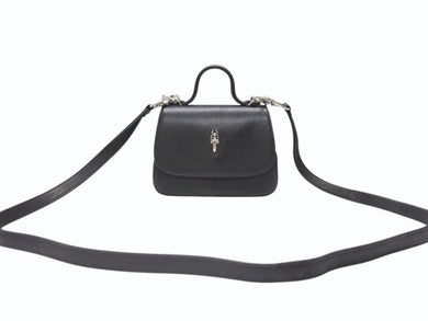極美品 CHROME HEARTS クロムハーツ TEENER 2WAYバッグ ダガー装飾 スクロールラベルロゴ クロスボール レザー ブラック 中古 4b004877