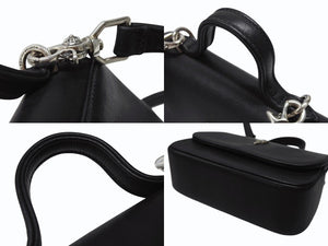 極美品 CHROME HEARTS クロムハーツ TEENER 2WAYバッグ ダガー装飾 スクロールラベルロゴ クロスボール レザー ブラック 中古 4b004877