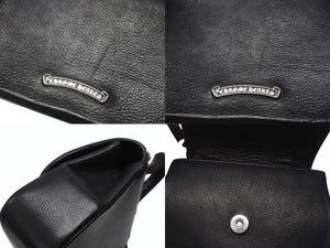 極美品 CHROME HEARTS クロムハーツ TEENER 2WAYバッグ ダガー装飾 スクロールラベルロゴ クロスボール レザー ブラック 中古 4b004877