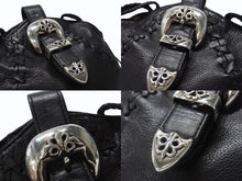 Load image into Gallery viewer, 極美品 CHROME HEARTS クロムハーツ 3ピースベルト レザーショルダーバッグ スクロールラベルロゴ ブラック シルバー925 中古 4b004878