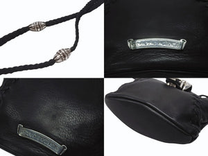 極美品 CHROME HEARTS クロムハーツ 3ピースベルト レザーショルダーバッグ スクロールラベルロゴ ブラック シルバー925 中古 4b004878