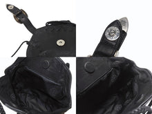 Load image into Gallery viewer, 極美品 CHROME HEARTS クロムハーツ 3ピースベルト レザーショルダーバッグ スクロールラベルロゴ ブラック シルバー925 中古 4b004878