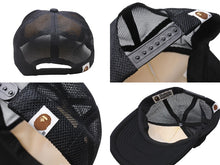 Load image into Gallery viewer, A BATHING APE アベイシングエイプ エイプヘッド ロゴ メッシュキャップ 帽子 ブラック ホワイト フリーサイズ 美品 中古 4b004879